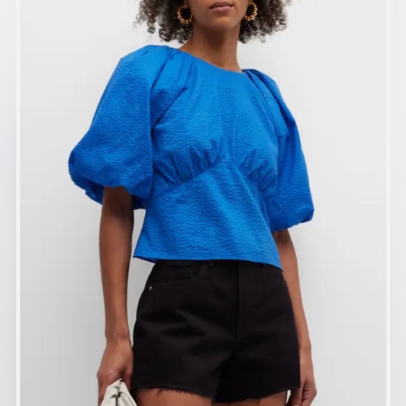 Frame Denim Tops - Frame Blue Gathered-Seam Top